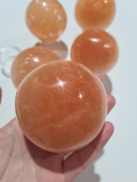 Peach Selenite Spheres 7cm