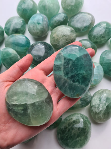 Green Fluorite Palm Stones
