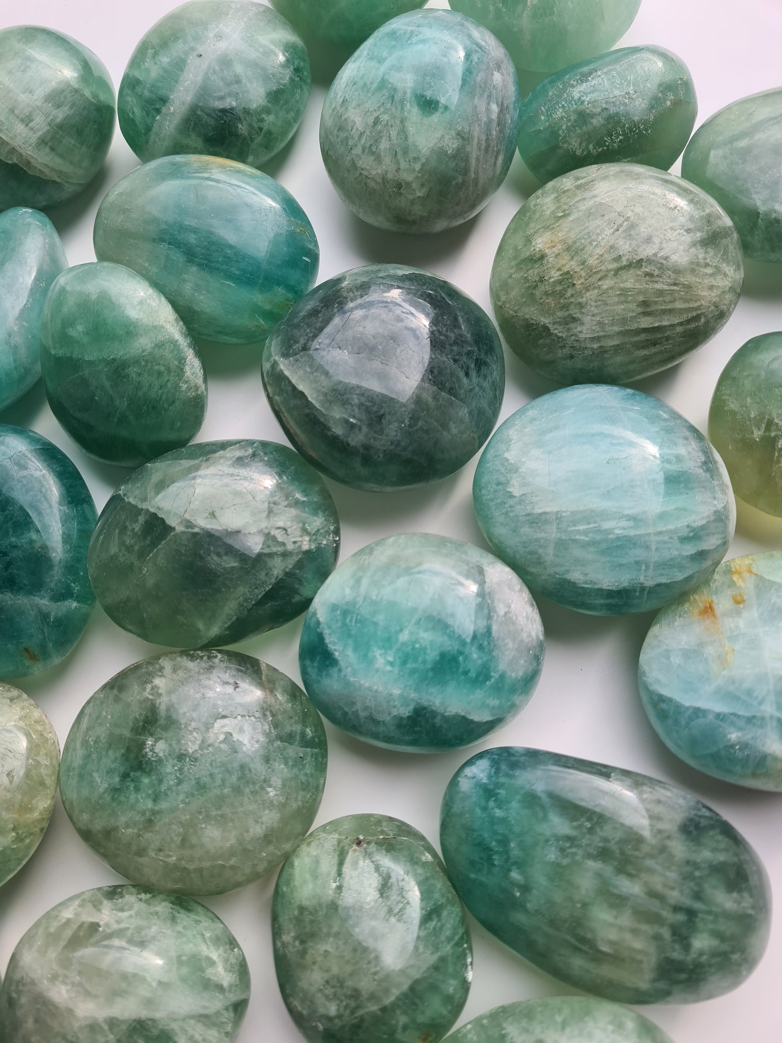 Green Fluorite Palm Stones