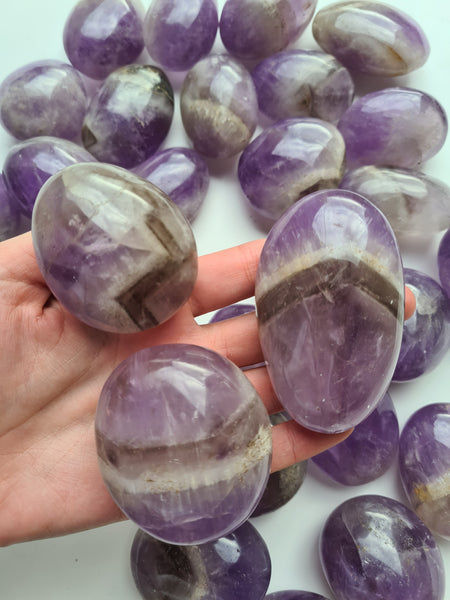 Chevron Amethyst Palm Stones
