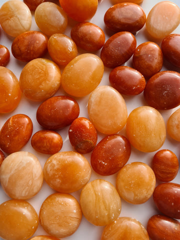 Orange Calcite Palm Stones