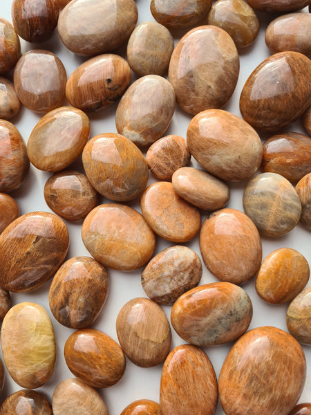 Peach Moonstone Palm Stones