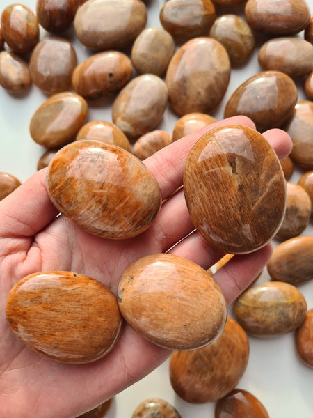 Peach Moonstone Palm Stones