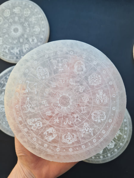 Zodiac Selenite Discs 15cm