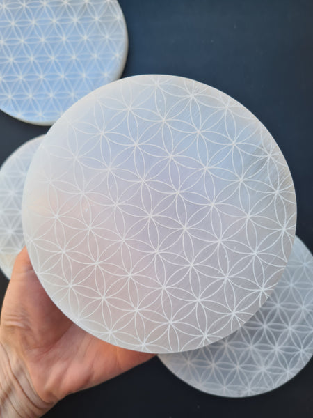 Flower of Life Selenite Discs 15cm