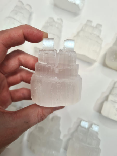 Selenite Double Castles 5cm