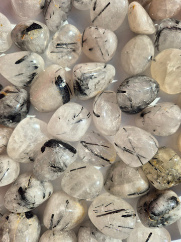 Quartz Tourmalinated Tumbled Stones