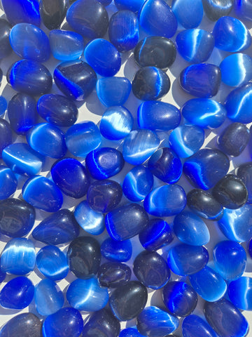 Cats Eye Blue Tumbled Stones