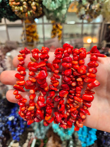 Red Coral Chip Bracelets