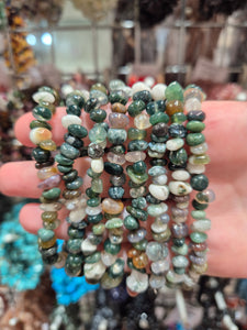 Moss Agate Chip Bracelets