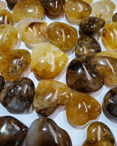 Mini Golden Healer Quartz Hearts