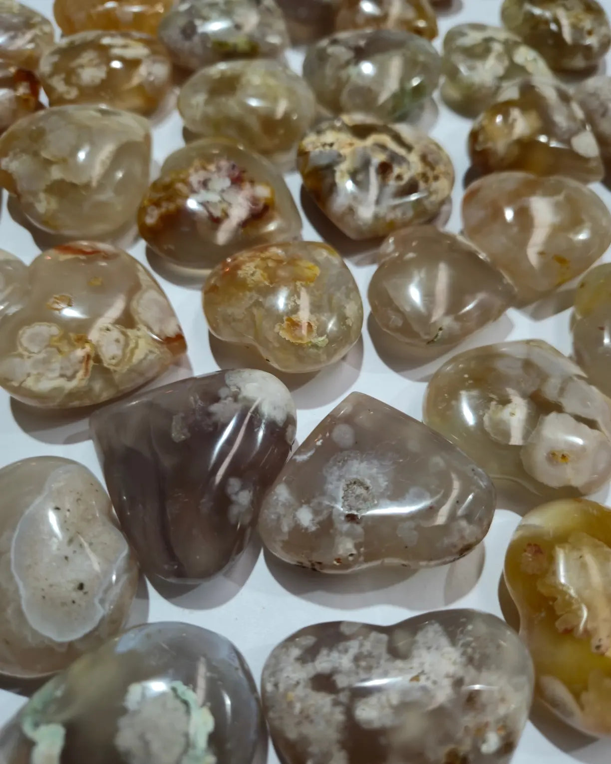 Mini Flower Agate Hearts