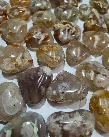 Mini Flower Agate Hearts