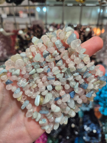 Morganite, Aquamarine & Heliodor Chip Bracelets