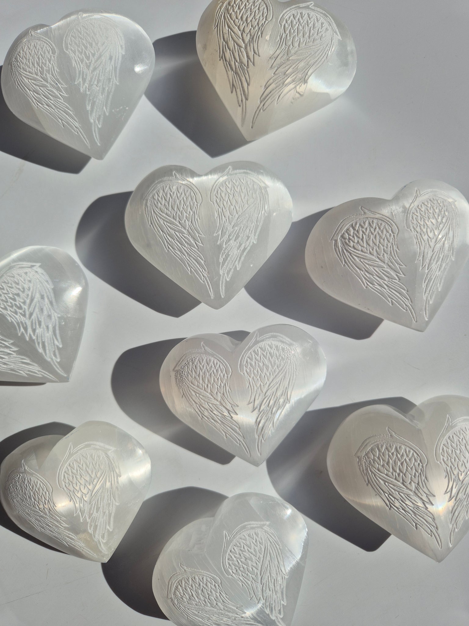 Angel Wing Selenite Hearts