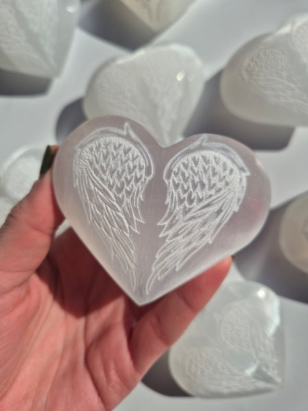 Angel Wing Selenite Hearts