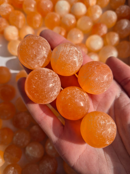 Peach Selenite Mini Balls