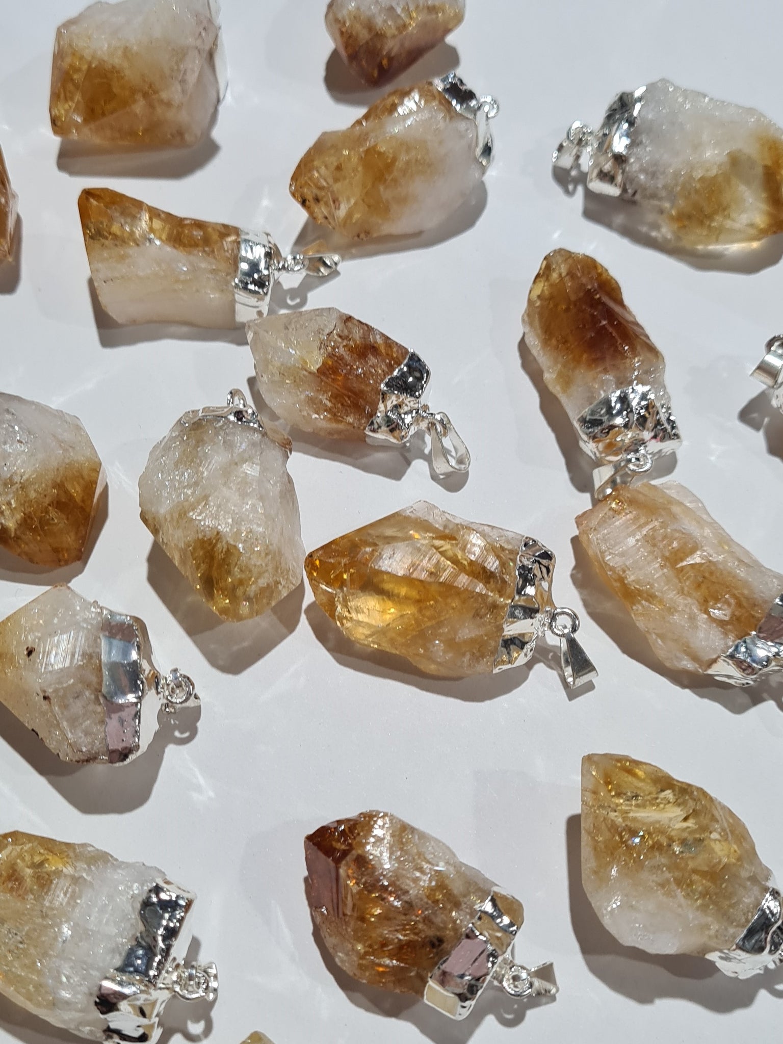 Citrine (Heated Amethyst) Point Pendants