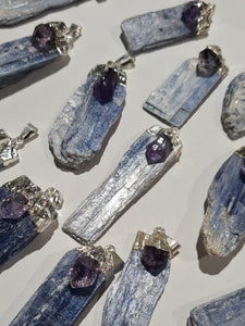 Amethyst & Kyanite Blade Pendants