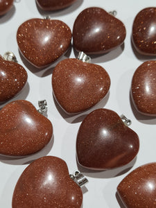 Goldstone Heart Pendants