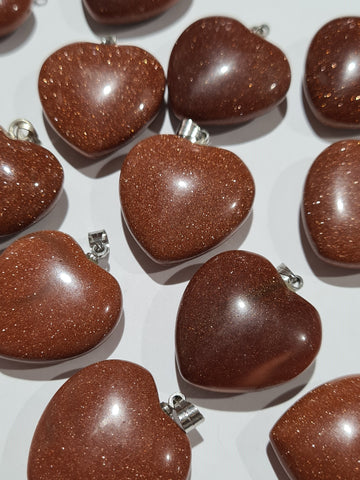 Goldstone Heart Pendants