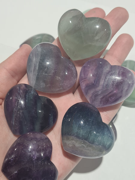 Rainbow Fluorite Hearts