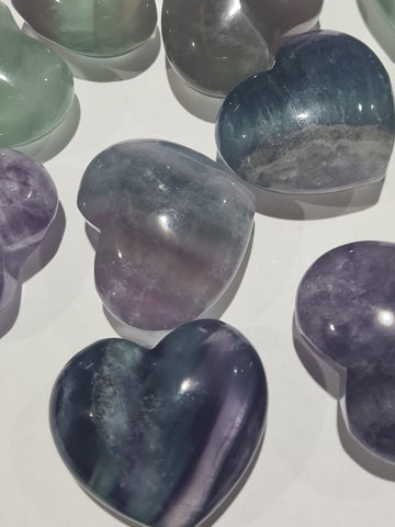 Rainbow Fluorite Hearts