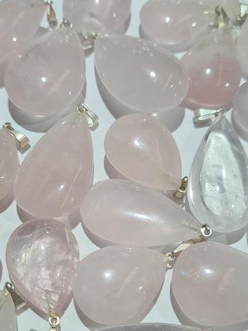 Rose Quartz Teardrop Pendants