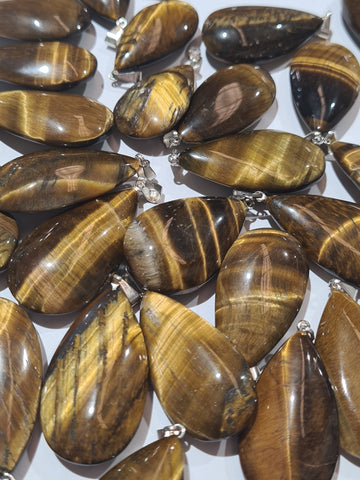Tigers Eye Teardrop Pendants