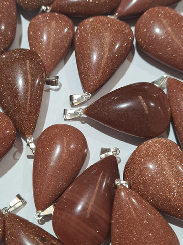 Goldstone Teardrop Pendants