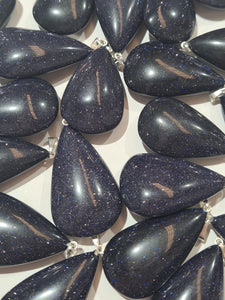 Blue Goldstone Teardrop Pendants