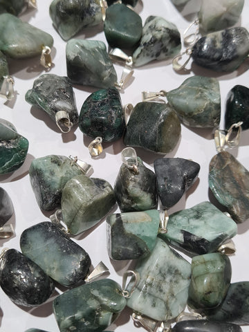 Emerald Tumbled Stone Pendants