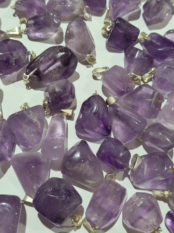 Amethyst Tumbled Stone Pendants