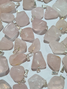 Rose Quartz Tumbled Stone Pendants