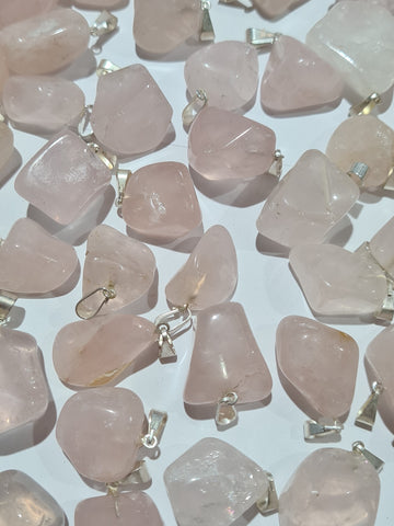 Rose Quartz Tumbled Stone Pendants