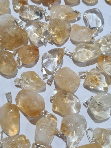 Citrine (Heated Amethyst) Tumbled Stone Pendants