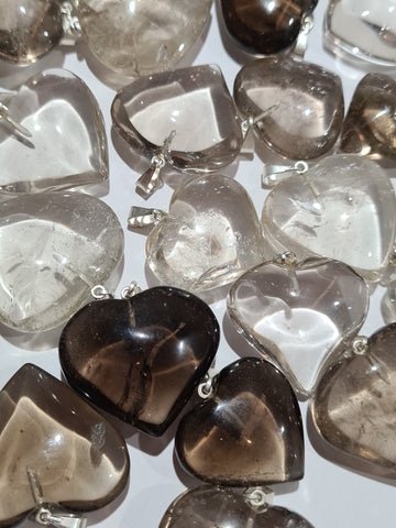 Smoky Quartz Heart Pendants