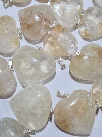 Citrine (Heated Amethyst) Heart Pendants