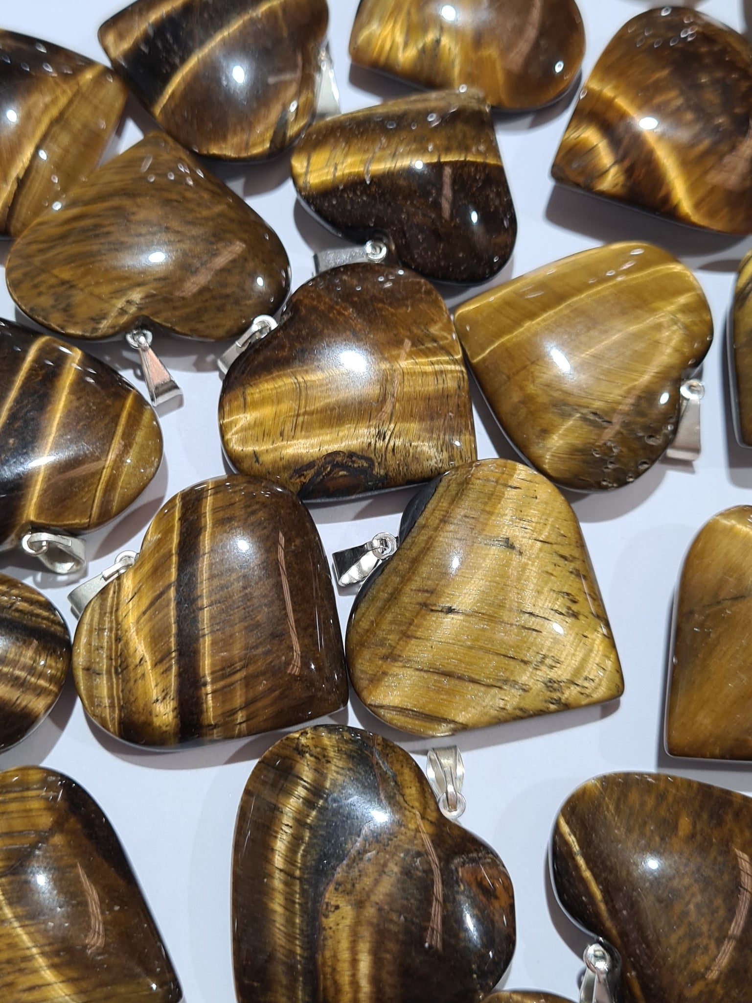 Tigers Eye Heart Pendants