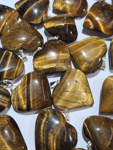Tigers Eye Heart Pendants