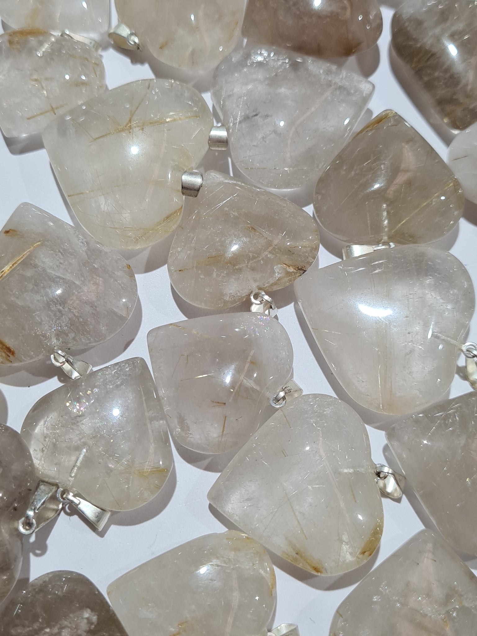Rutilated Quartz Heart Pendants