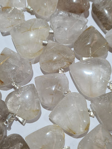 Rutilated Quartz Heart Pendants