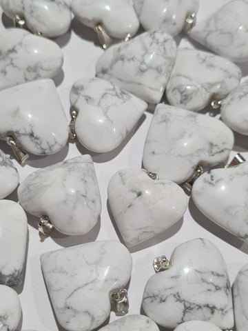 White Howlite Heart Pendants