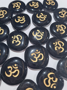 OM Symbol Obsidian Wordstone