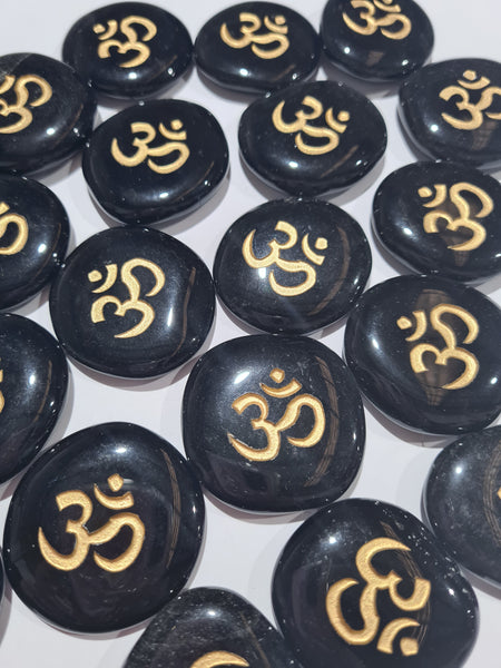 OM Symbol Obsidian Wordstone