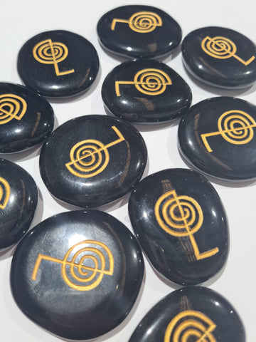 Reiki Symbol Obsidian Wordstone