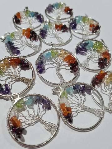 Chakra Tree Wire Pendants