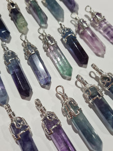 Rainbow Fluorite Filigree Pendants