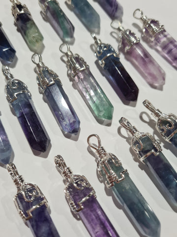Rainbow Fluorite Filigree Pendants