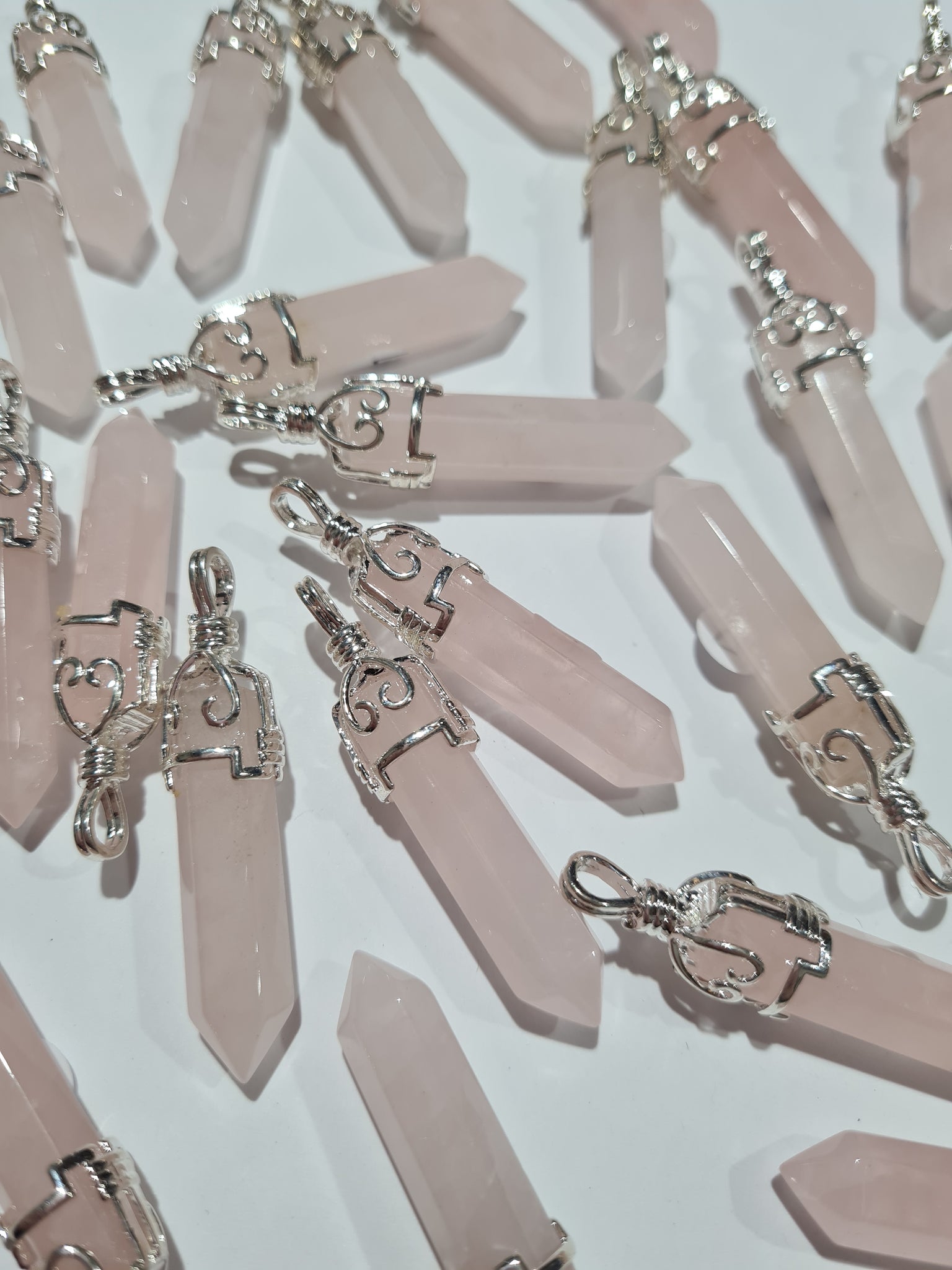 Rose Quartz Filigree Pendants